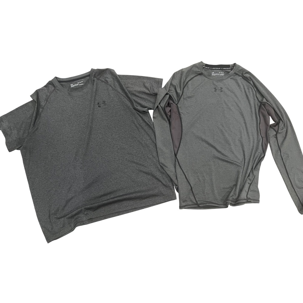 BUNDLE Under Armour Shirts Mens XL Grey HeatGear Short Long Sleeve Sz XL
